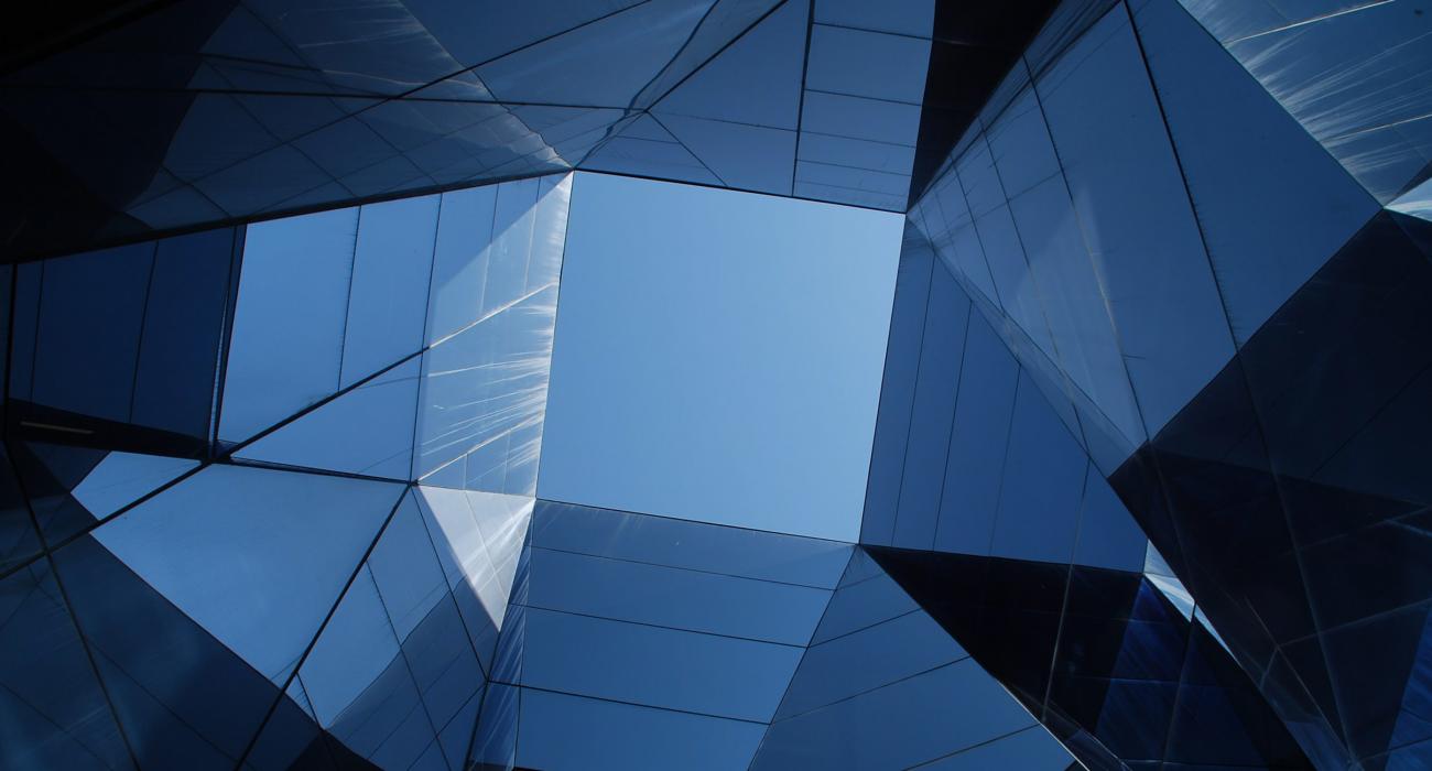 Blue shaded glass ceiling 